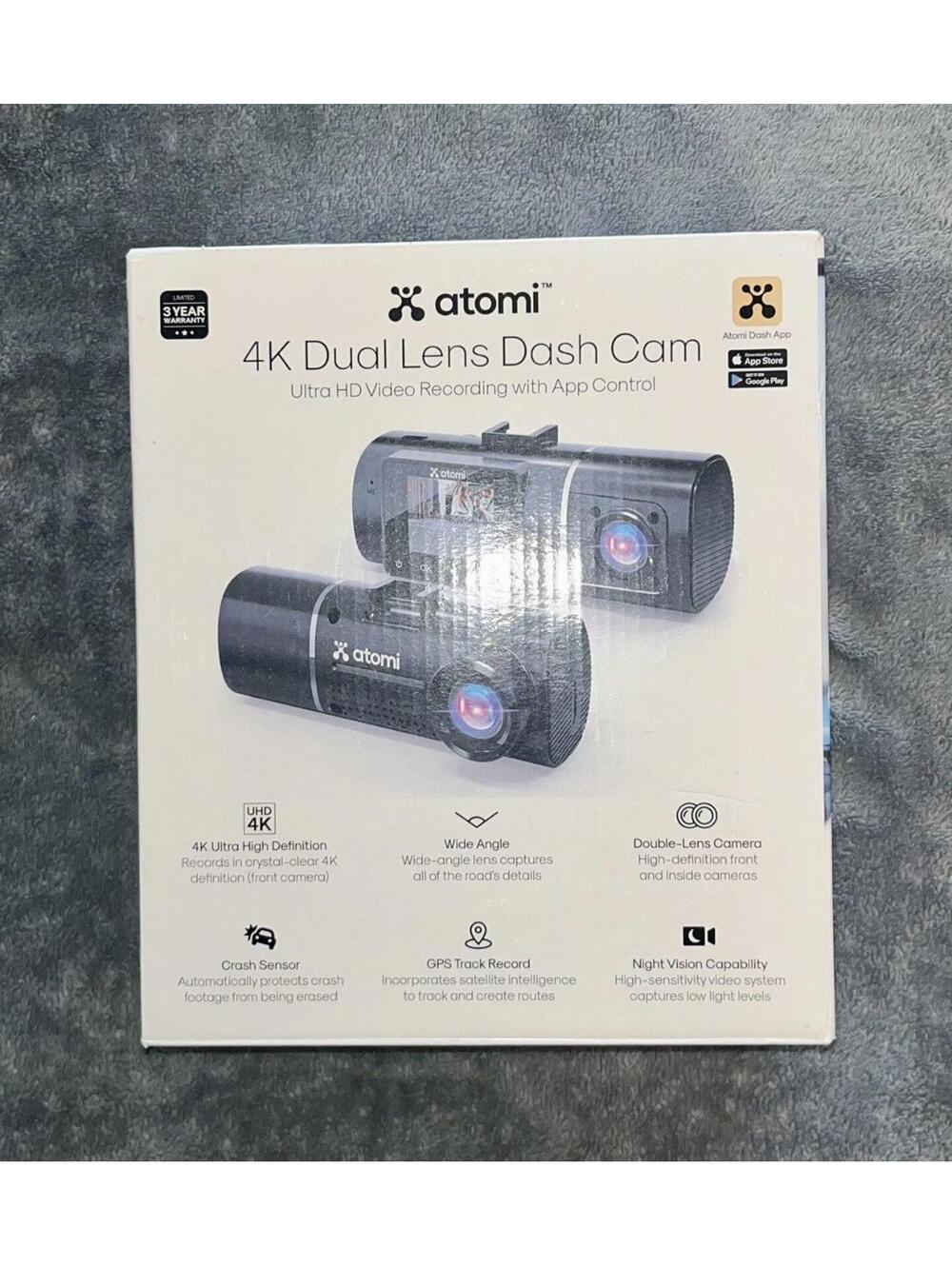 ATOMI 4K Dual Lens Dash Cam Auto CAR Ultra HD Video Night Vision